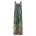 thumbnail image 7 of Wycnly Jumpsuits for Women Dressy Vintage Pleated Wide Leg Pocket Loose Baggy Strap Jumpsuits Overalls Summer Square Neck Sleeveless Floral Print Long Trendy Rompers Green m, 7 of 7
