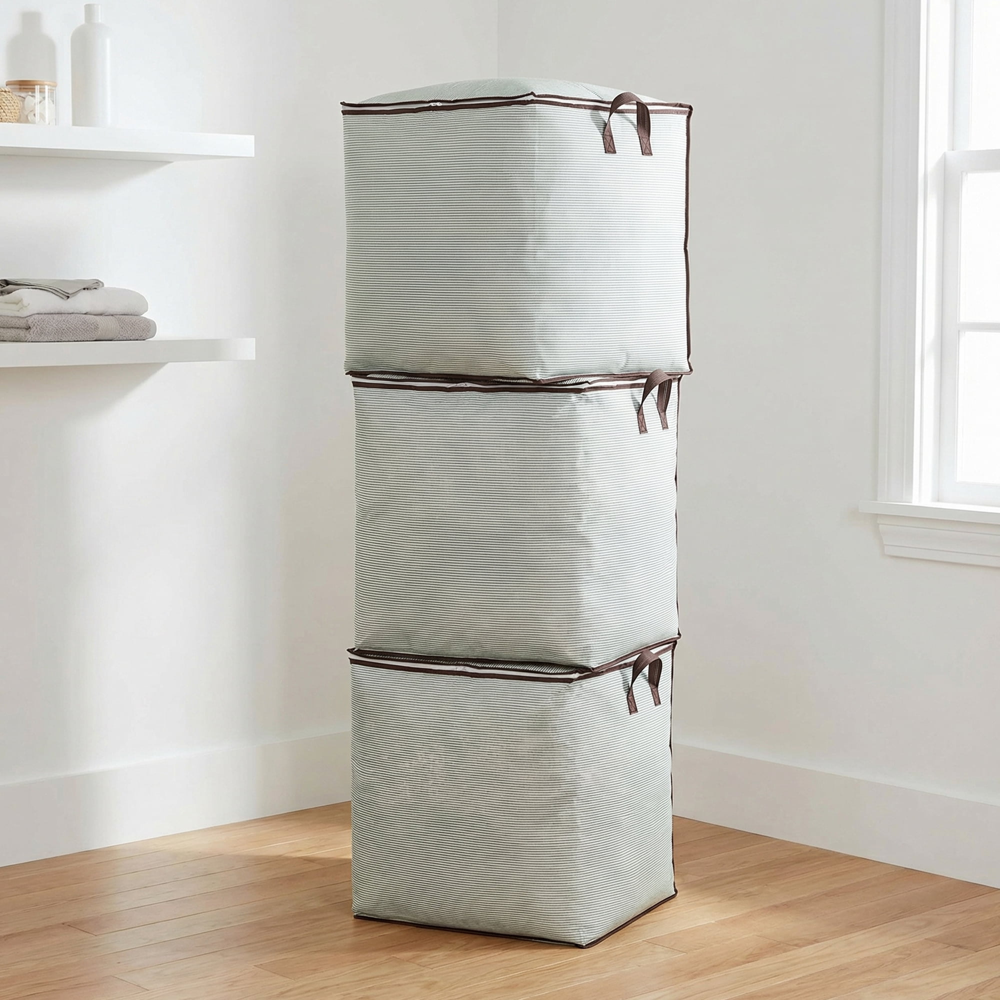 Unique Bargains Clothes Storage Bag for Organizing with Handle Green 19.7" x 15.7" x 19.7"