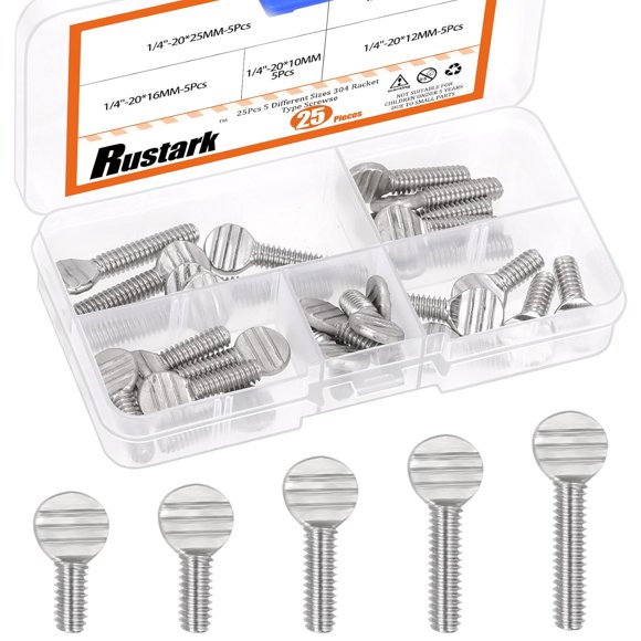 shiyou-25Pcs 5 Sizes 304 Stainless Steel Thumb Screws Assortment Kit Rack Screws Finger Tight Racket Screw for Machinery Electrical Appliances