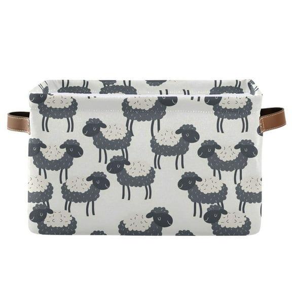 Funny Sheep Storage Bins with Handle Fabric Organizer Basket Foldable Box 1 Pack 14.2x10.2x8.3
