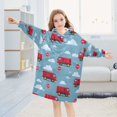 thumbnail image 5 of FORMRS Wearable Blanket Hoodie with Sleeves for Kids Cozy Flannel Sweatshirt, Blue Truck Clouds Pattern, 5 of 7
