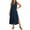 A Blue, variant on Beach Dresses Women's Fashion Solid Color V-Neck Pocket Front Breasted Loose Button Slit Dress Black L