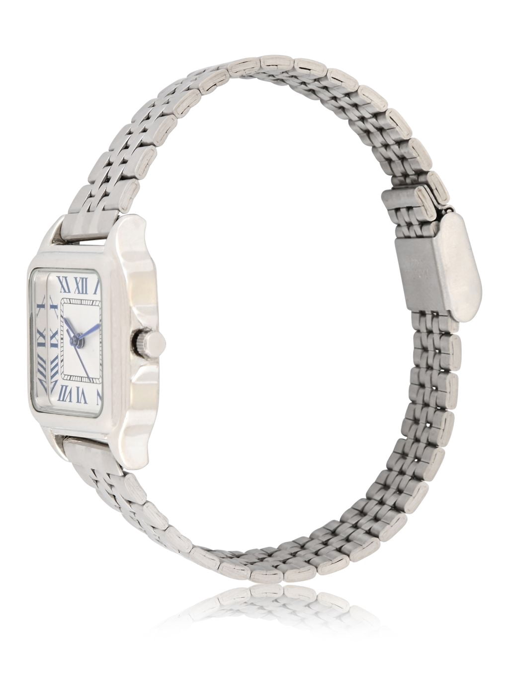 No Boundaries Adult Female Silvertone Square Case Watch with Matching Link Bracelet.
