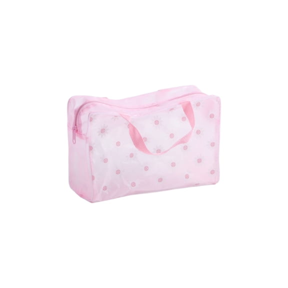 OCCOA PVC Floral Toiletry Bag for Women Large Capacity Waterproof Travel Makeup Bag with Handle Hanging Cosmetic Organizer for Vacation Business Trip Gym, Pink