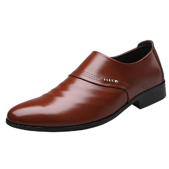 HBFAGFB Men's Casual Shoes Fashion Comfortable Business Leisure Leather Slip on Shoes Brown Size 44