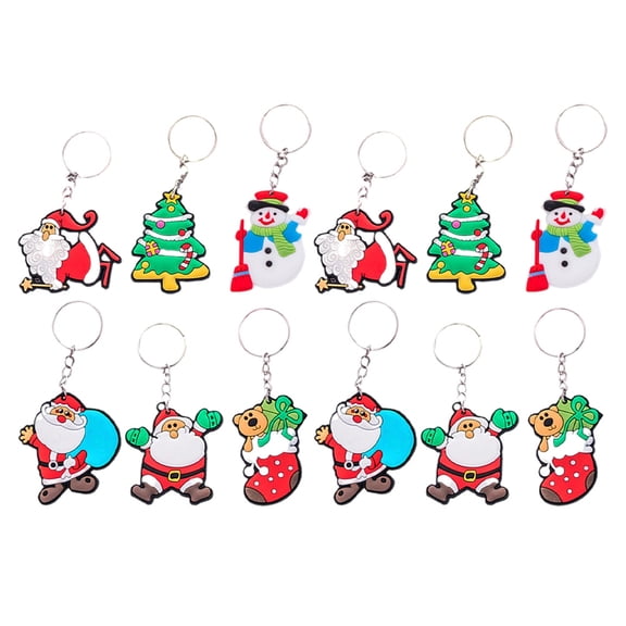 Worgeous Keychain for Backpacks Christmas Style Silicone 12PCS Decorative Pendant