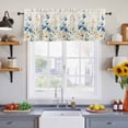 thumbnail image 4 of 2 Panels Blue Flowers Rustic Valance for Windows, Spring Vintage Botanical Floral Beige Light Filtering Kitchen Curtains, Rod Pocket Window Treatment Curtain Valances for Living Room Bedroom, 42"x18", 4 of 9