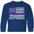 thumbnail image 3 of Inktastic Epilepsy Awareness Purple Ribbons and Flag Long Sleeve Youth T-Shirt, 3 of 5