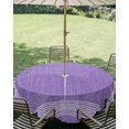 thumbnail image 2 of Purple Geometric Outdoor Tablecloth with Umbrella Hole, White Greek Key Design Burlap Modern Art Spillproof Waterproof Outdoor Table Cover, Patio Tablecloths for Party/Garden/Picnic, Round 54 inch, 2 of 9