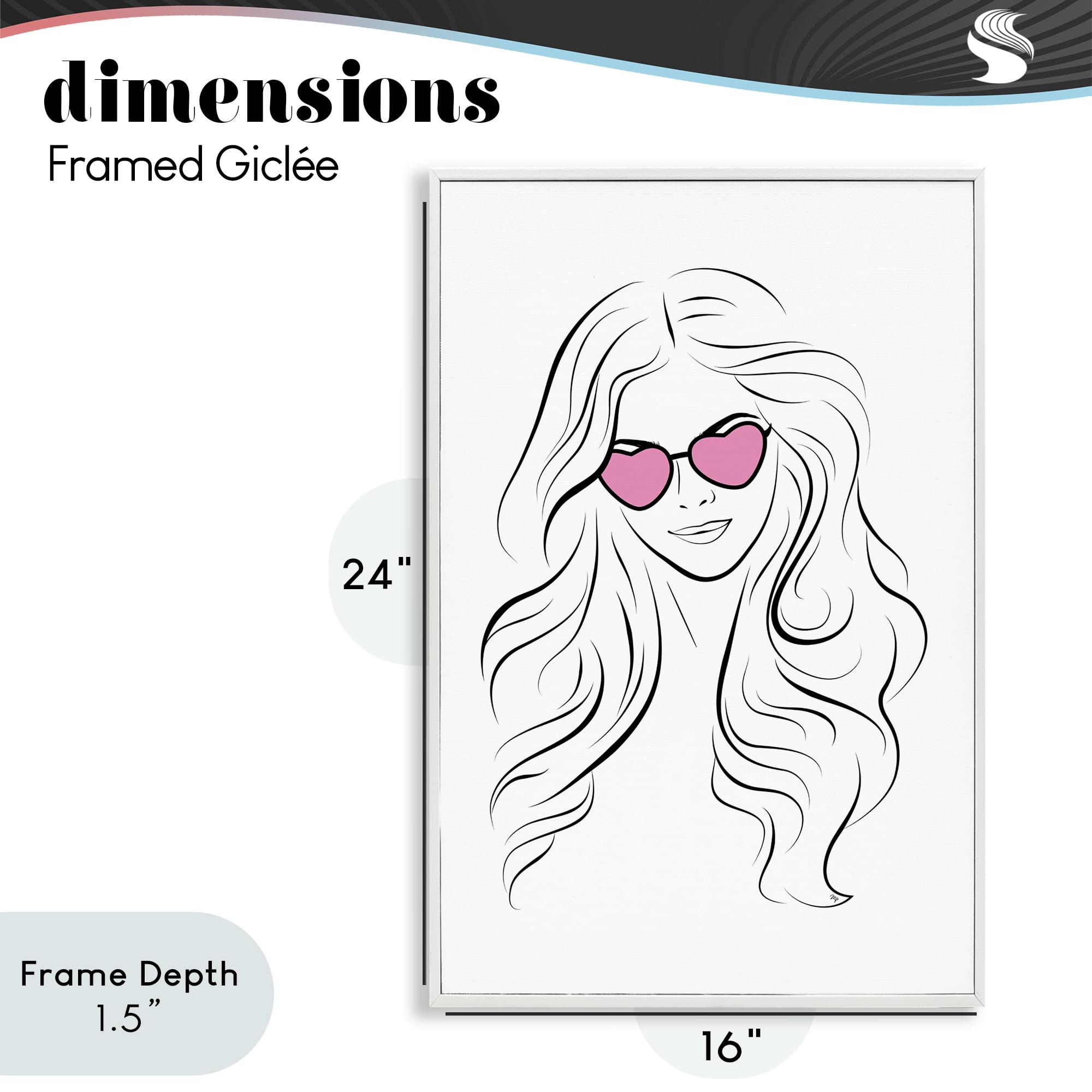 Stupell Industries Leila Pink Heart Sunglasses White Framed Giclee Art, design by Martina Pavlova
