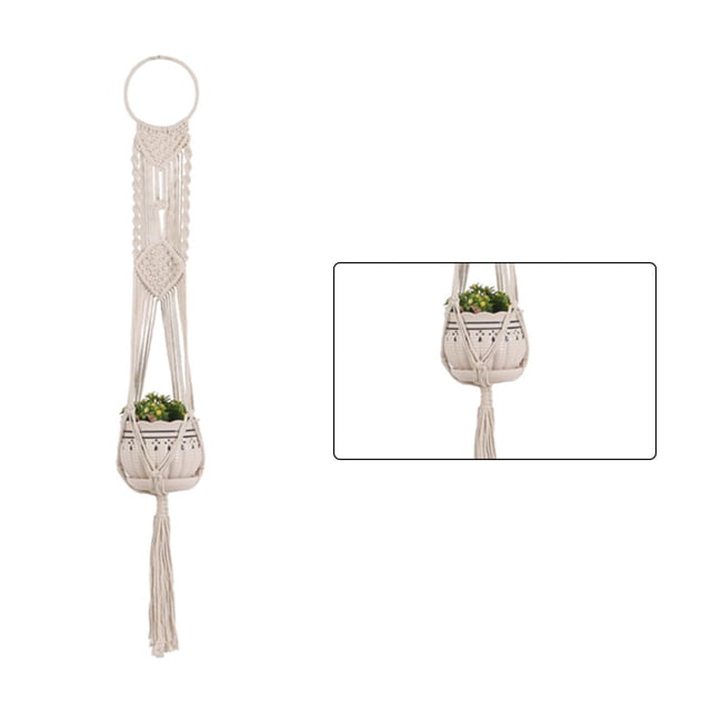 Billuyoard Cestas colgantes 100 hechas a mano, soporte para plantas, macramé, colgador de plantas, maceta para colgar en la pared interior, soporte para Jardín y Patio No.31 Billuyoard HA001777-31