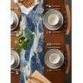 thumbnail image 2 of Vintage Navy Blue Table Runner 48 Inches, Marble Abstract Art Bed Runner Dresser Scarves Tabletop for Indoor Outdoor Parties/Ceremony/Banquet, 13" x 48", 2 of 8