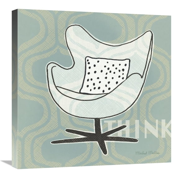 Global Gallery's 'Retro Chair II Think' By Michael Mullan Stretched Canvas Wall Art