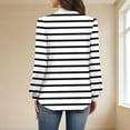 thumbnail image 4 of Riecok Striped Shirts for Women Long Sleeve Crewneck Pullover Button down Pleated Tunic Tops Dressy Work Blouses, 4 of 6