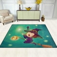 thumbnail image 3 of SKYSONIC Halloween Flying Little Witch On Green Lightweight Carpet Mats Area Soft Rugs Floor Mat Rug Home Decoration for Kids Room Living Room 63 x 48 inches, 3 of 6