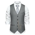 thumbnail image 4 of ZCFZJW Men's Suit Vest Formal Wedding Slim Fit Single-Breasted Sleeveless V-Neck Have Pockets Solid Dress Wedding Waistcoat Prom Tuxedo #11-Gray S, 4 of 9