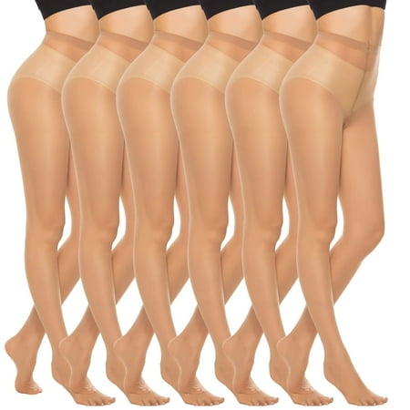 

MANZI 6 Pairs 20D Women s Sheer Tights Ultra Thin High Waist Pantyhose Thigh High Stockings