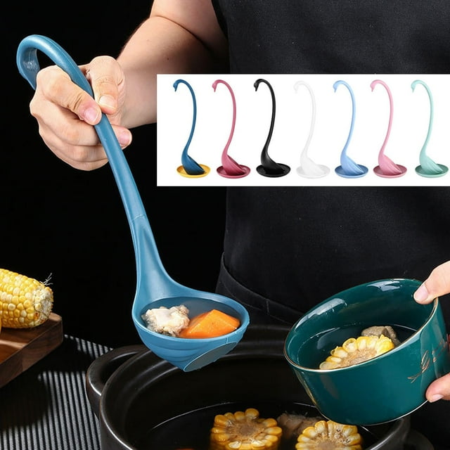 Sentmoon Soup Spoons Soup Spoon Spoon Rest wirh Tray Self Standing Ladle Holder Keeps Counter Clean Heat Resistant Kitchen Tool for Cooking Serving and Stirring Use