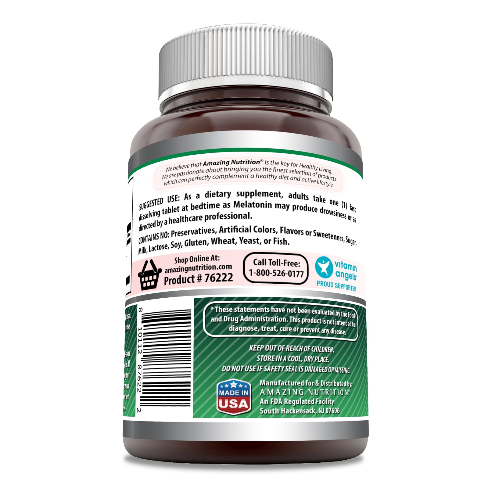Amazing Formulas Melatonin 10 mg Per Serving Fast Dissolving 365 Tablets - Citrus Flavor | Non-GMO | Gluten Free | Made in USA
