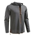 thumbnail image 2 of pstuiky camisas de manga larga para hombre, Top informal con capucha y cordón de manga larga de color liso a la moda para hombre camisetas de hombre m, 2 of 9