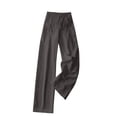 thumbnail image 3 of Linen Pants Women 2026 Wide Leg Drawstring Elastic Waist Linen Cotton Blend Pants Casual Loose Trousers with Pockets Gray S, 3 of 7
