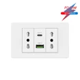 thumbnail image 1 of White Italy Chile Outlet with USB Smart Type-c Fast Charging,Dual USB Wall Socket Chile Plugs Plastic Panel Light Switch Sat TV, 1 of 5