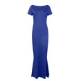 thumbnail image 4 of Summer Saving Wycnly Womens Dresses Evening Party Prom Sexy Slim Mermaid Long Dresses Solid Round Neck Short Sleeve Maxi Summer Dress Blue s Under $5, 4 of 4