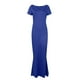 thumbnail image 4 of Puntoco Vestido De Manga Corta Con Cuello Redondo Y Cintura Ajustada De Color Sólido Informal De Verano Para Mujer Azul S,Regalos Para Mujer Joven, 4 of 4