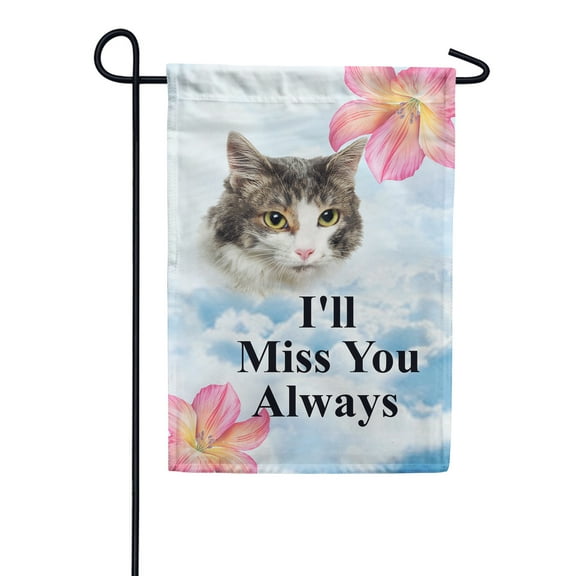 America Forever Pet Memorial Garden Flag - Feline Farewell, Lost Pet Cat Bereavement Remembrance - Double Sided Seasonal Yard Outdoor Decorative Flag - 12.5" x 18"