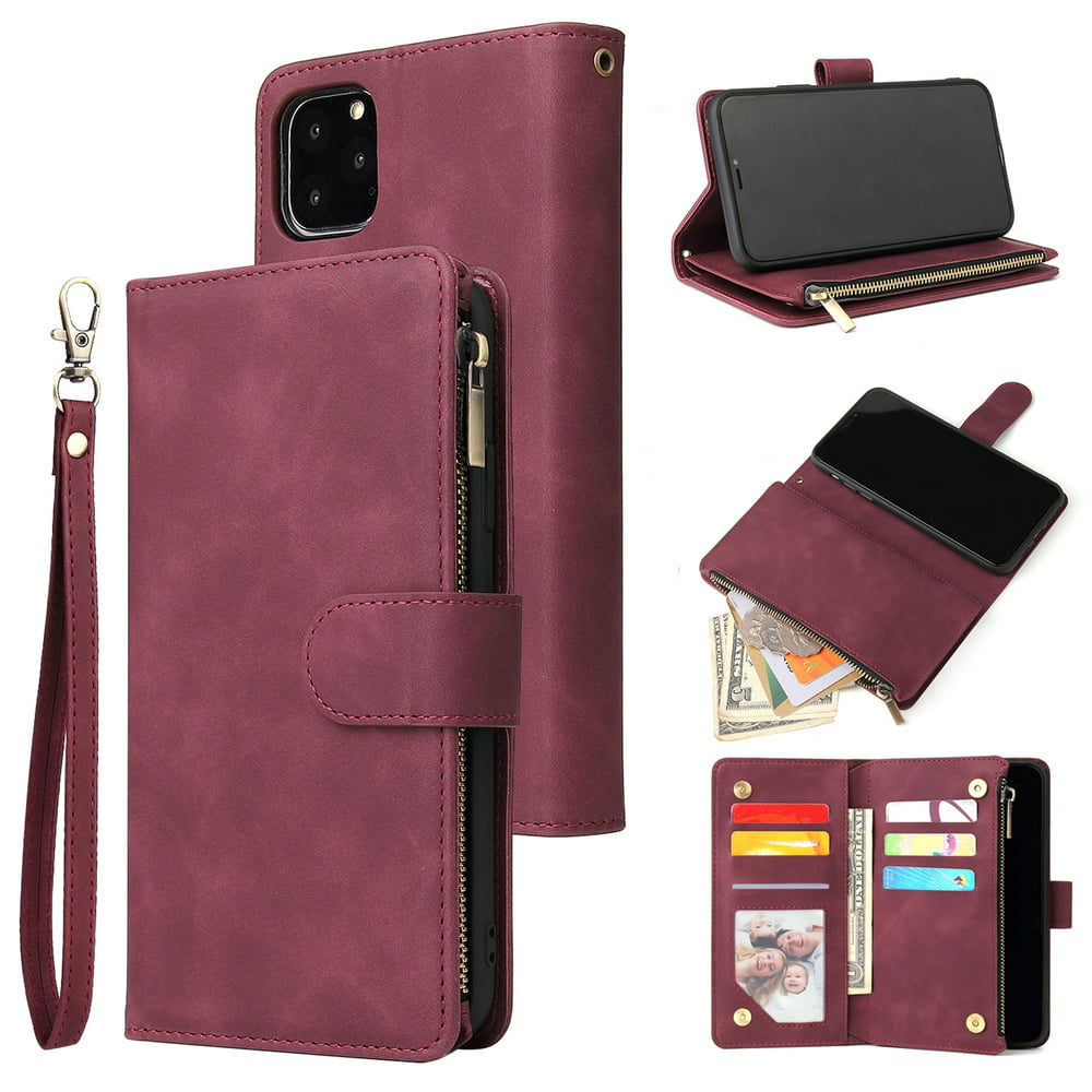 iPhone 11 Wallet Case, Dteck Soft Leather Zipper Wallet Case Magnetic ...