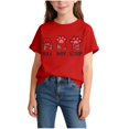 thumbnail image 2 of ITSAME Girls T-Shirts, Crewneck Fashion Print Short Sleeve Summer Comfortable Casual Tops Red 4-6T, 2 of 5