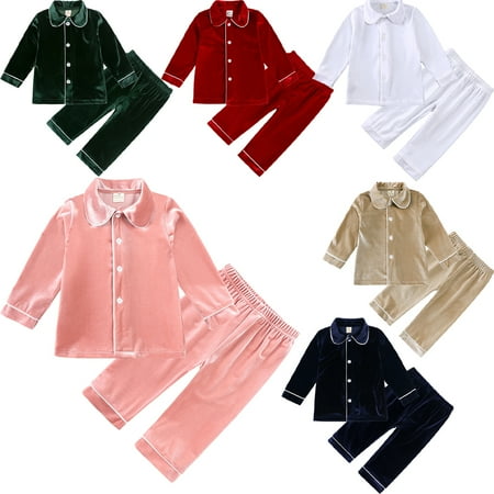 

Godderr 2Pcs Kids Teen Girls Fleece Pajamas Pants Set for 2-13Y Toddler Baby Newborn 2Pcs Wintertime Sleepwear Outfits for 3M-24M
