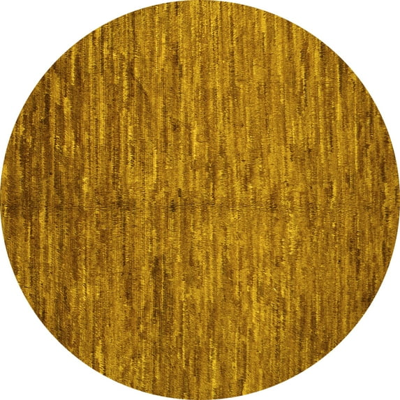 Ahgly Company Indoor Round Abstract Yellow Contemporary Area Rugs, 3' Round