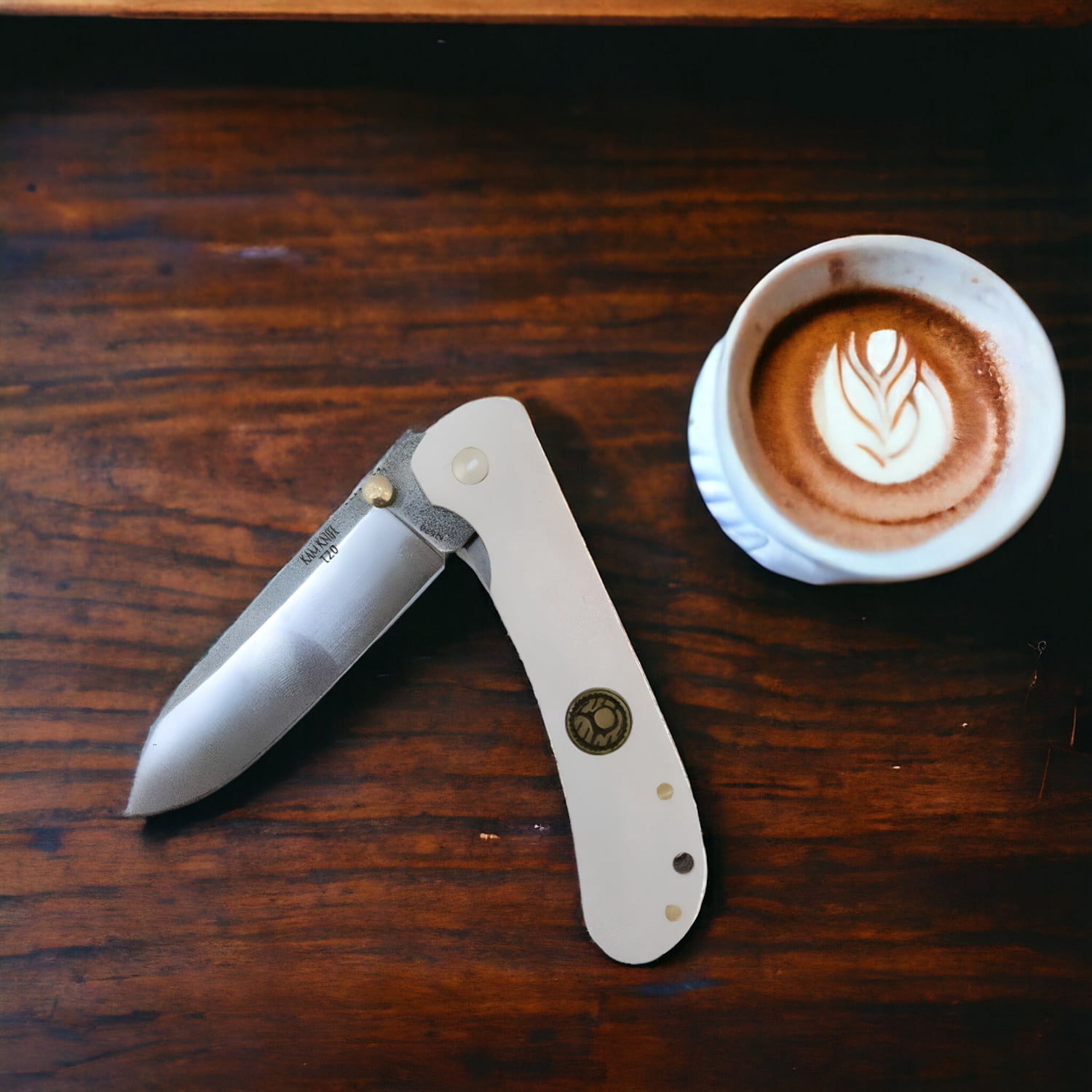 Kam Knife - Folding Knife BÖHLER Stainless Steel N690 with 3.14" Blade EDC Knife; White Handle Camping Knife; Small Hunting Knife Perfect for Outdoors and Hiking