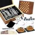 thumbnail image 1 of ALKDHDU Kit Vasos para Whisky,Incluye 2 Vasos Whisky,8 Piedras para Whisky,2 Posavasos de Piedra,32 Piezas de ajedrez,1 Bolsa de Mano,1 Pinza de Acero y Caja de Almacenamiento,Kit Regalos para Hombre, 1 of 9