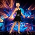 thumbnail image 2 of FYDUU Kids 1920S Flapper Dress for Girls Spaghetti Strap Latin Dance Dress Sleeveless Tassel Sequin Fringe Dresses Performance Clothes 18-24 Months, 2 of 4