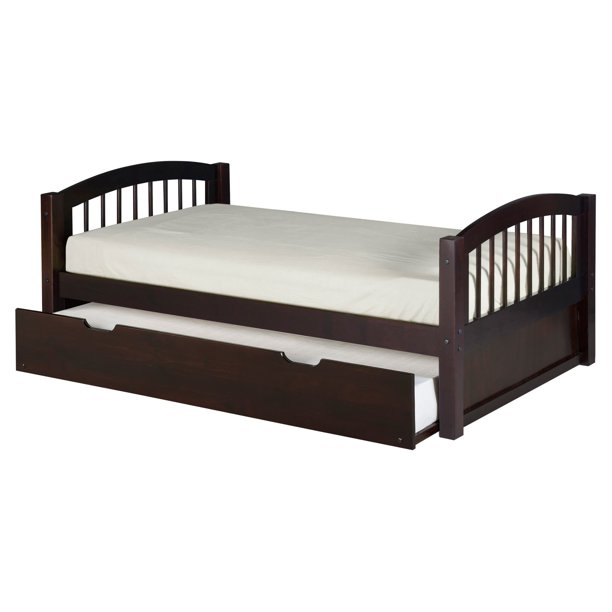 Camaflexi Twin Size Platform Bed with Twin Trundle Arch Spindle