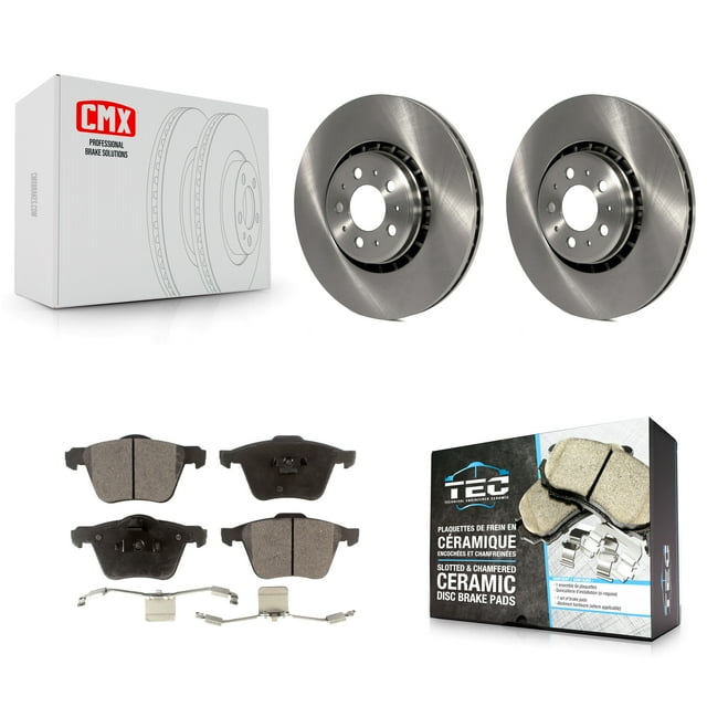 Transit Auto Front Disc Brake Rotors and Ceramic Pads Kit for Car 2003-2014 Volvo XC90 with 336mm Diameter Rotor K8T-100475