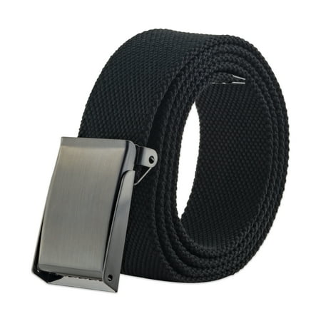 E-Living Store Fully Adjustable Men's Military Style Canvas Web Belt with Ratchet Buckle, Black,