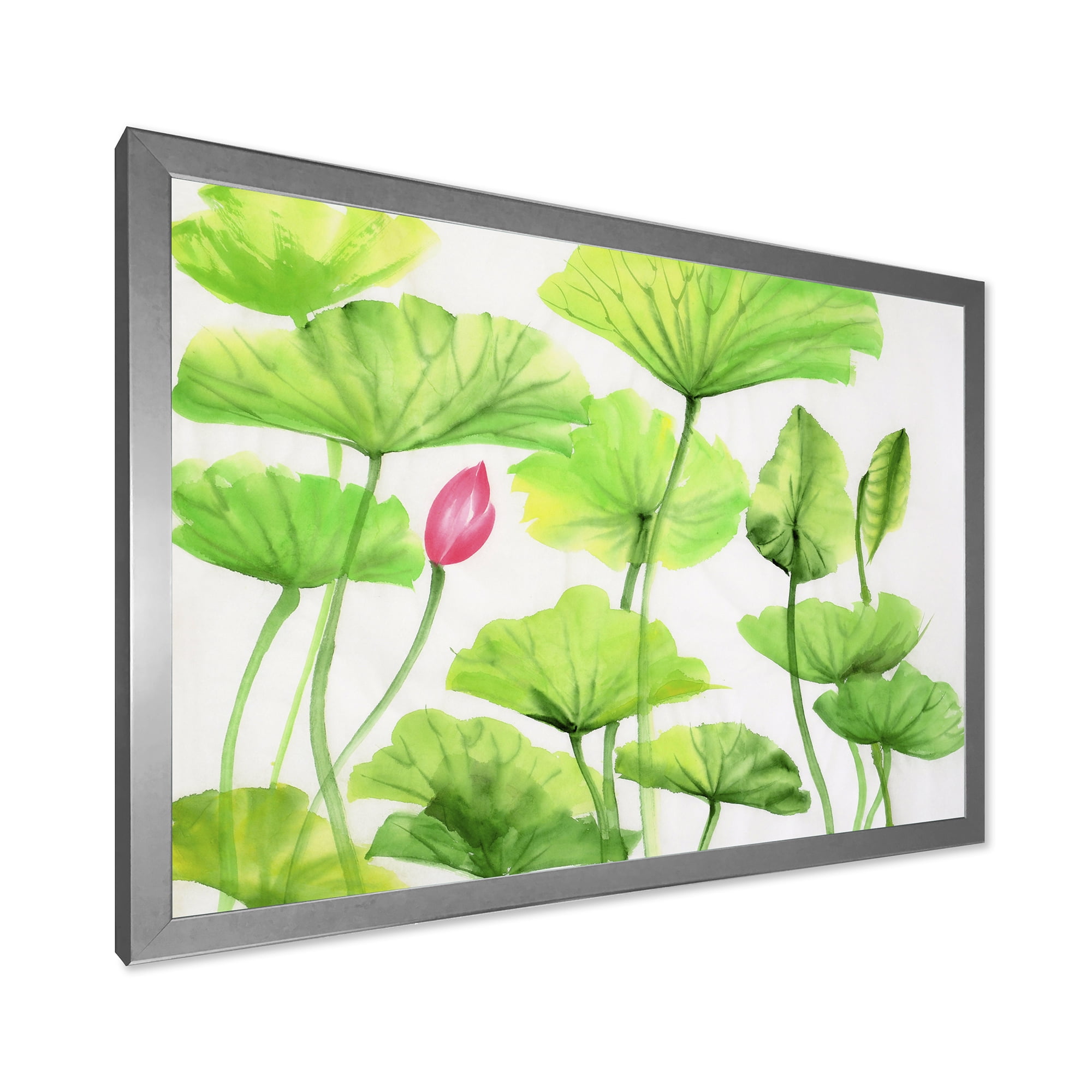 Designart 'Ancient Pink Lotuses In The Pond VIII' Traditional Framed Art Print