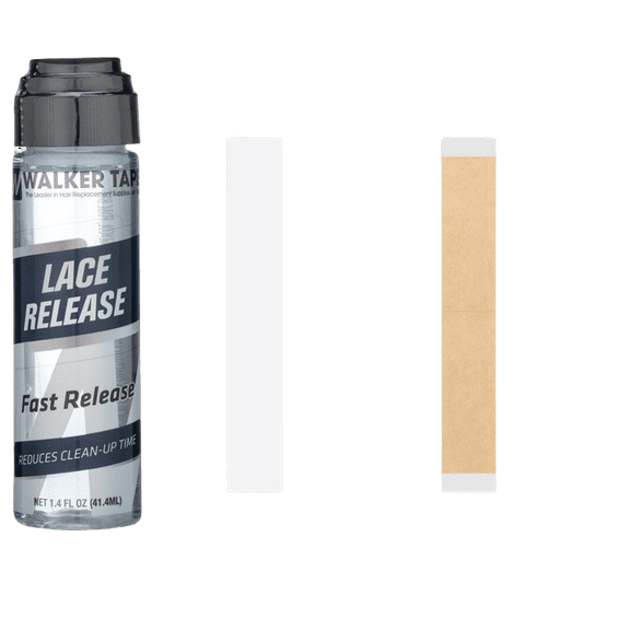 Walker Kit: Natural Hold Tape Strips (0.5in x 3in Contour) and Lace Release 1.4 fl oz