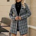 thumbnail image 3 of Defitshape Women's Open Front Cardigan Sweater Plaid/ Stripe/ Houndstooth Long Sleeve Coat Printed Style4 Large, 3 of 5