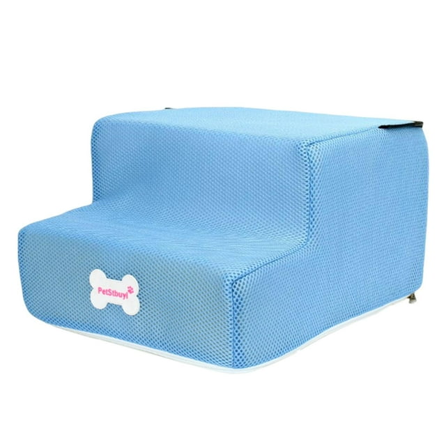 Milaget Stairs W/ Washable Cover Foldable Puppy Ladder Ladder Pet Ladder for Older Pets blue
