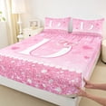 thumbnail image 4 of Castle Fairy Pink Glitter Letter D Full Size Sheets 4-Piece for Girls,Cute Pearl Bow Bed Sheets for Bedroom, 4 of 6