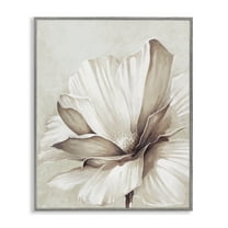 Stupell Industries White Flower Petals Botanical & Floral Painting Gray Framed Art Print Wall Art, 24 x 30