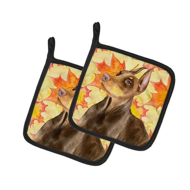 Carolines Treasures BB9970PTHD Doberman Pinscher Paire de Porte-Pot d'Automne