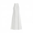 thumbnail image 4 of QUNYINEY White Womens Sundresses Sleeveless Long Cotton Summer Tank Dress Crew Neck Slit Loose Fit Casual with Pockets Dresses, 4 of 6
