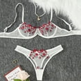 thumbnail image 2 of Levmjia Womens Lace Lingerie Set Floral Embroidered Bralette With Matching T Back Thong Adjustable Thin Straps Soft Romantic Date Night Cozy Beautiful Solid Color, 2 of 3