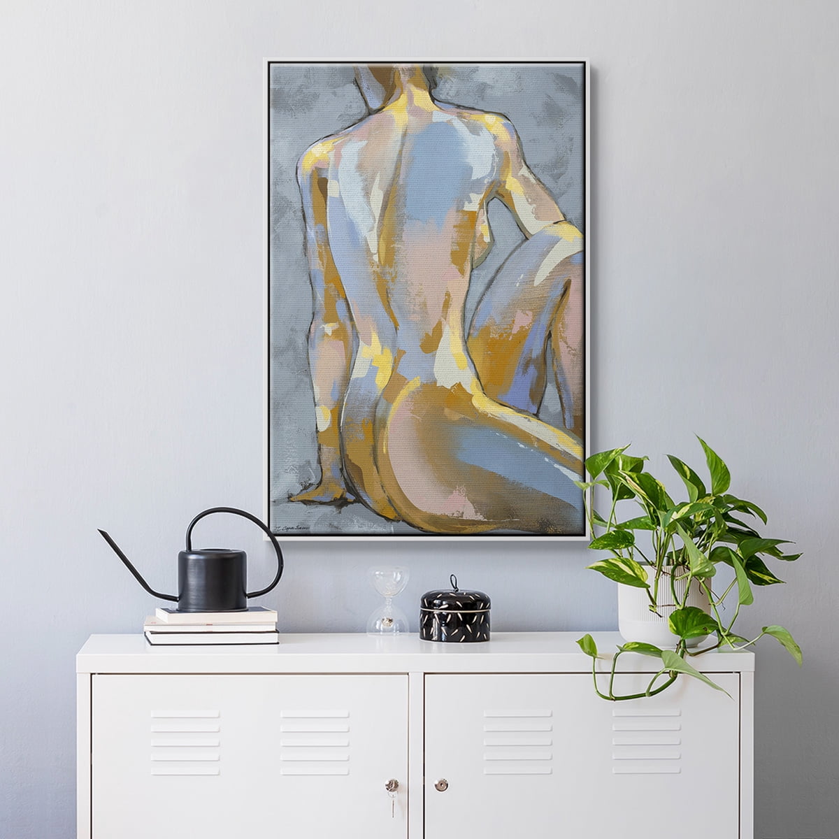 Grey Maiden II Framed Premium Gallery Wrapped Canvas - Ready to Hang - 17 x 25 - White Floating Frame