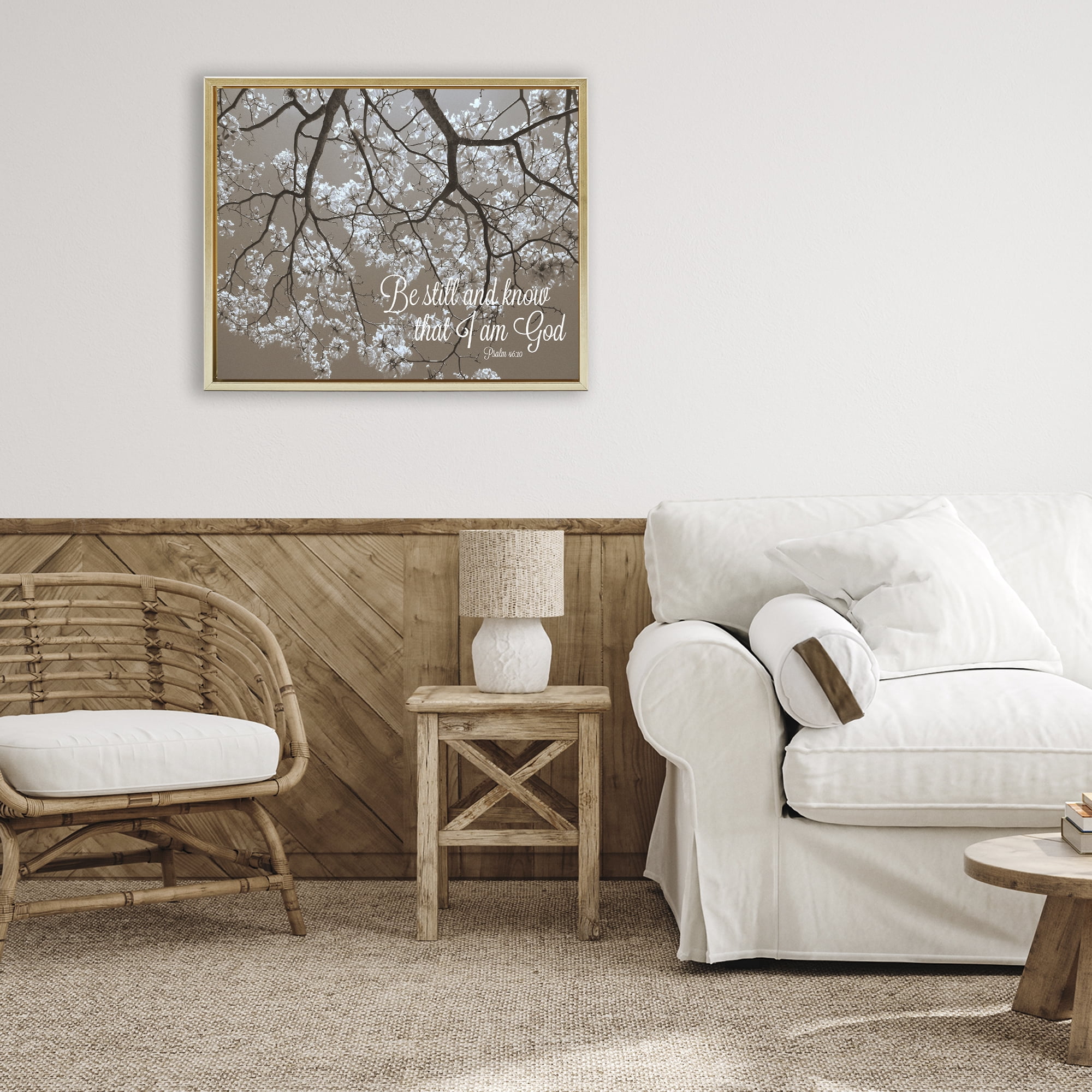 Stupell Industries Be Still Apple Blossoms Gold Framed Floater Canvas Wall Art, design by Gail Peck